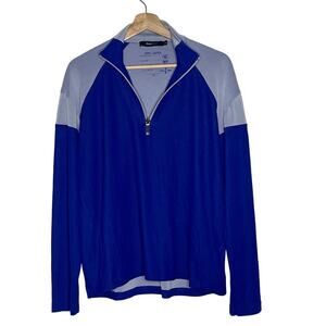 ZEGNA SPORT  1/4 ZIP DRY LAYER BLUE  AND GRAY WOMEN'S TOP SIZE‎ M